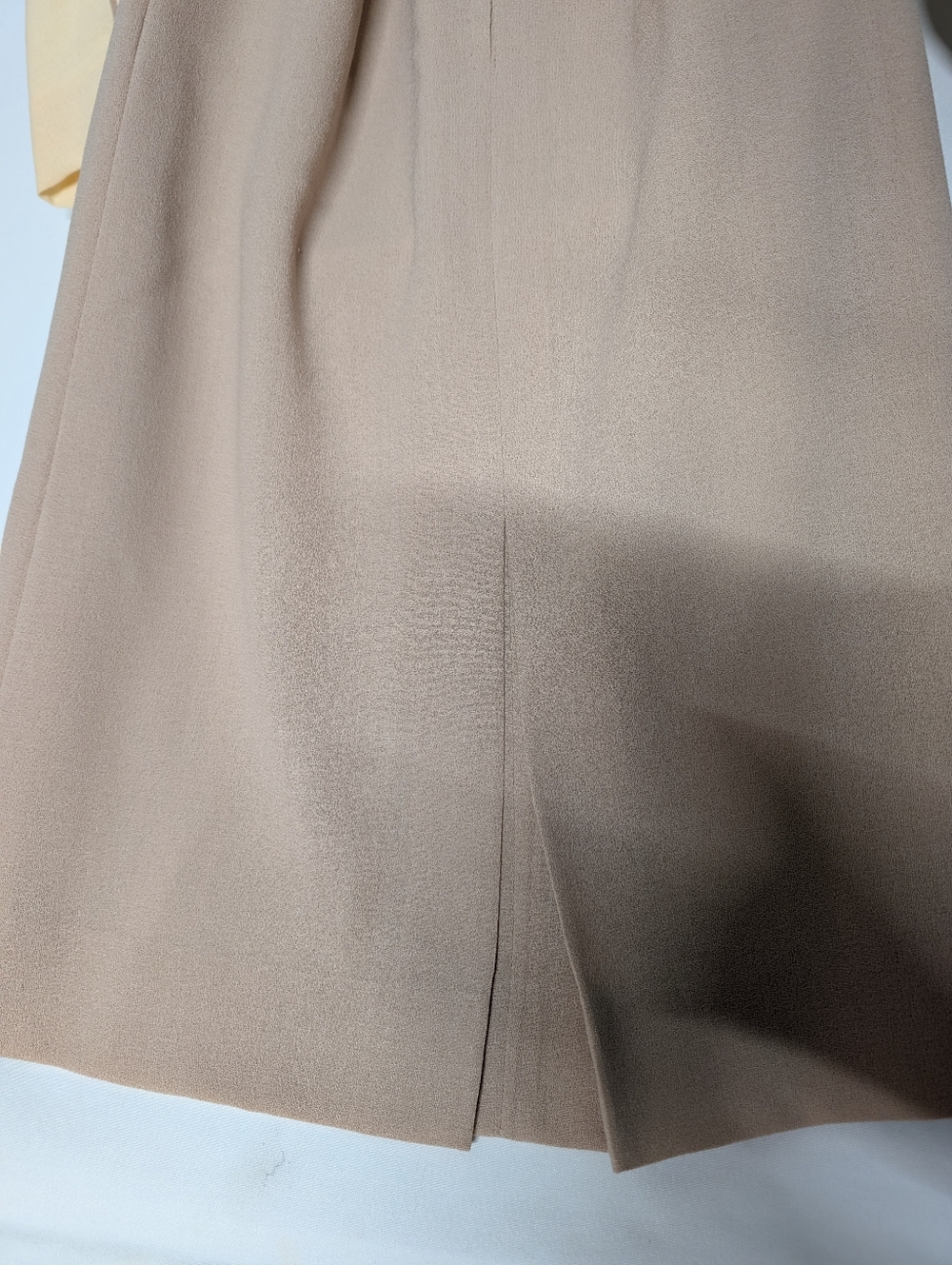 Cream and Taupe Pencil Skirt Bat Wing Dress Classic Vintage Handmade Classic - Picture 9 of 15